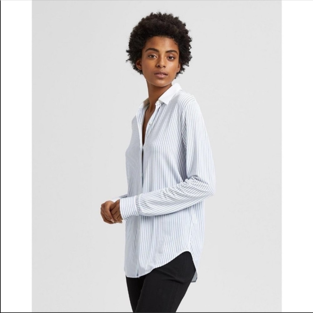 Theory Essential Button Down C-Jersey Top